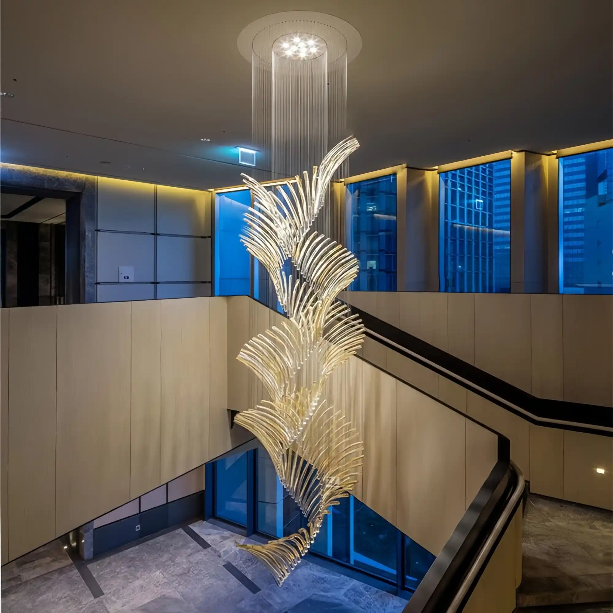 European Style Spiral Glass Chandelier for Staircase/Foyer/Hotel/Villa - Blushlighting