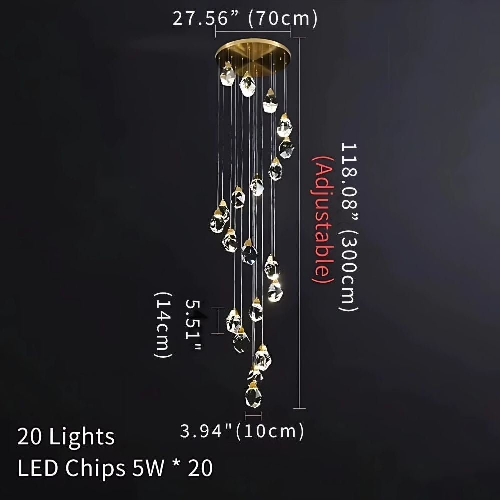 Eve Modern Crystal Chandelier for Staircase - Gold1Cool Light(6000K)Blushlighting
