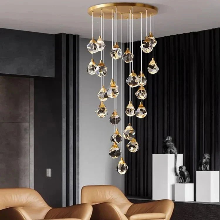 Eve Modern Crystal Chandelier for Staircase - Gold1Cool Light(6000K)Blushlighting