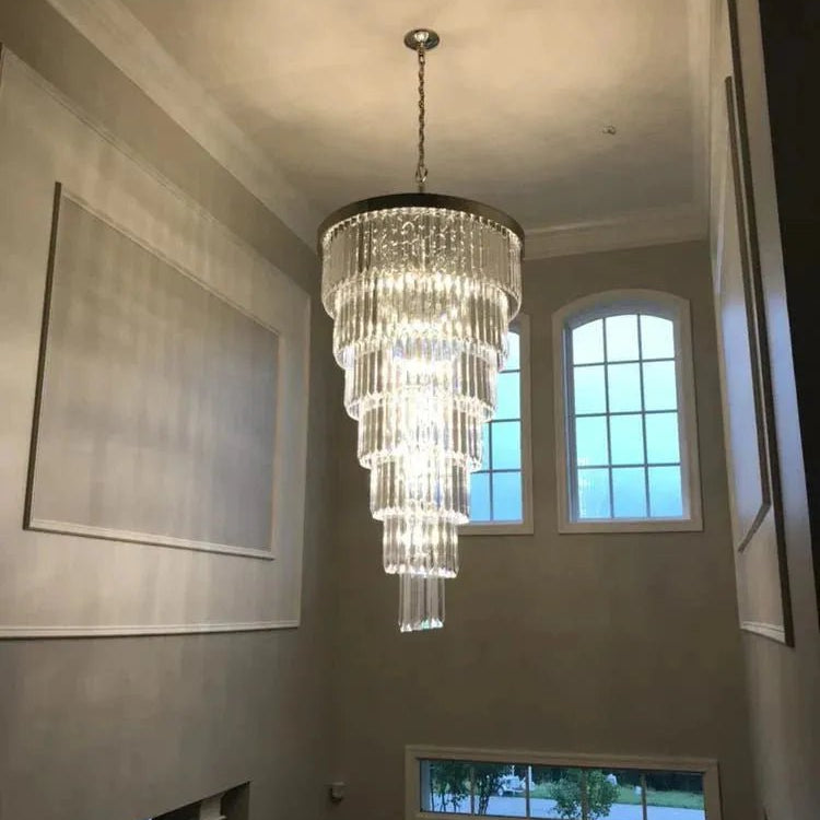 Extra Large 7 - Tier Luxury Crystal Chandelier in Black/Coffee/Gold/Chrome Finish Color - 7 - Tier / D35.5"*H71"BlackWarm LightBlushlighting