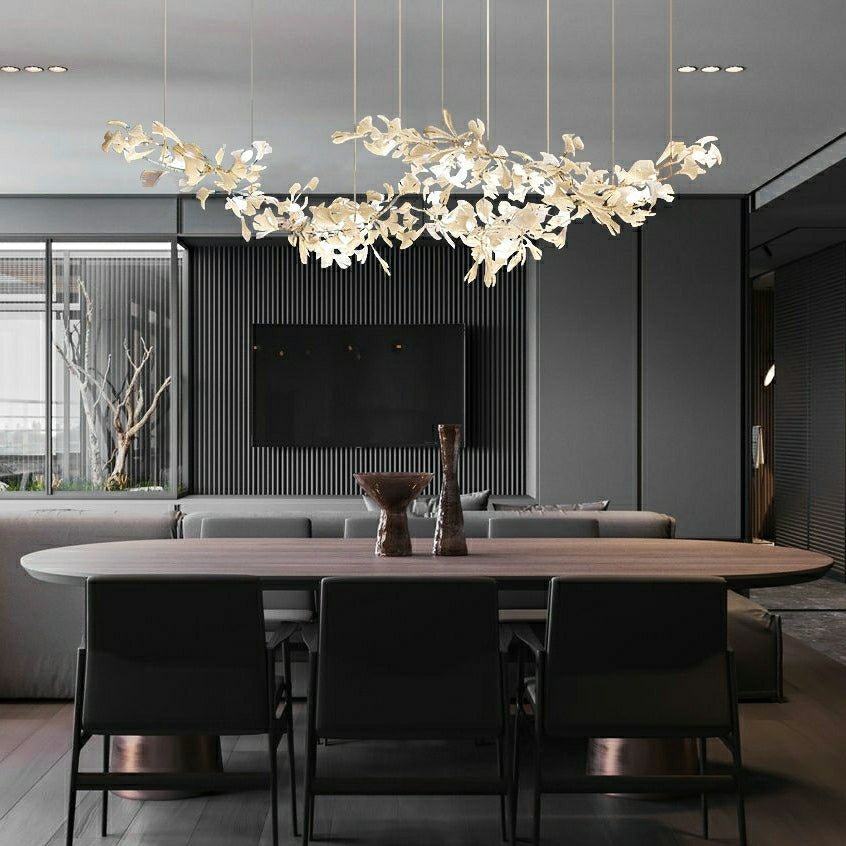 Extra Large Ceramic White Flower Chandelier in Artistic Branch Style for Spacious Living and Dining Room - L47.2"*W23.6"*H21.7"/ 10 Lights (110 Pieces)Warm LightBlushlighting