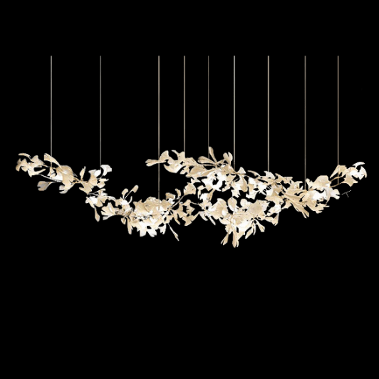 Extra Large Ceramic White Flower Chandelier in Artistic Branch Style for Spacious Living and Dining Room - L47.2"*W23.6"*H21.7"/ 10 Lights (110 Pieces)Warm LightBlushlighting