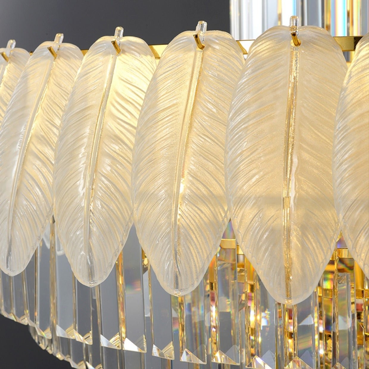 Extra Large Crystal Feather Style Chandelier Long Foyer Staircase Ceiling Lighting Fixture For Living Room - D39.4"*H59.1"Blushlighting