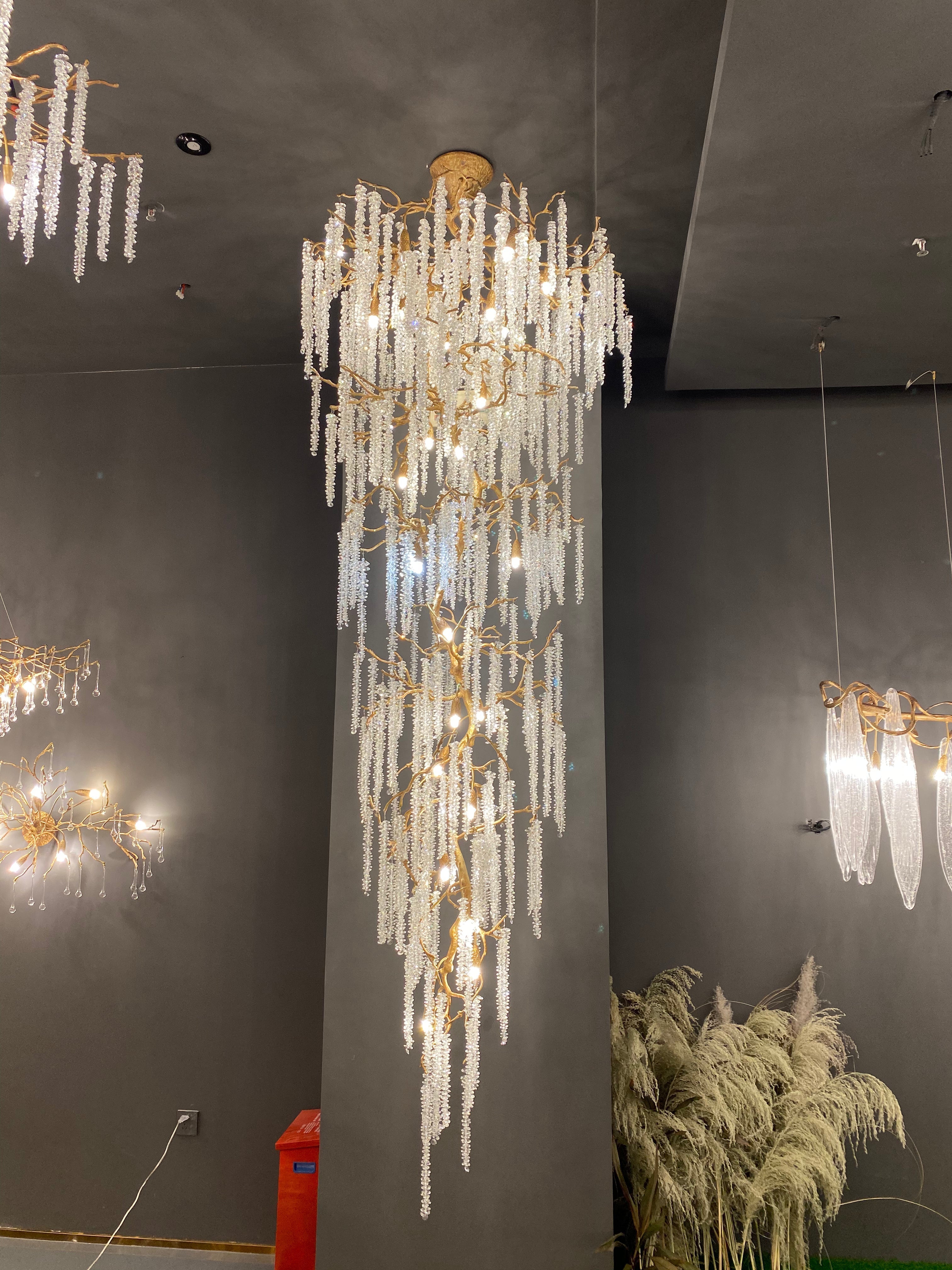 Extra Large Crystal Icicle Chandelier in Tree Branch Design for Grand Staircases and Hallways-Chandeliers-Blushlighting