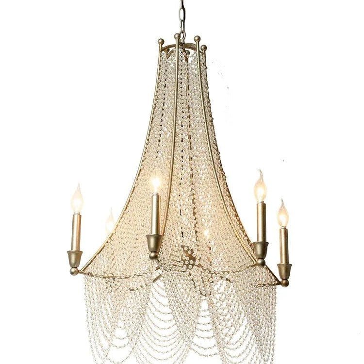 Extra Large European Crystal Beaded Chandelier Candle Light for Stairs / Duplex / Villa - 5 Lights: D20.5"*H25.6"Warm LightBlushlighting