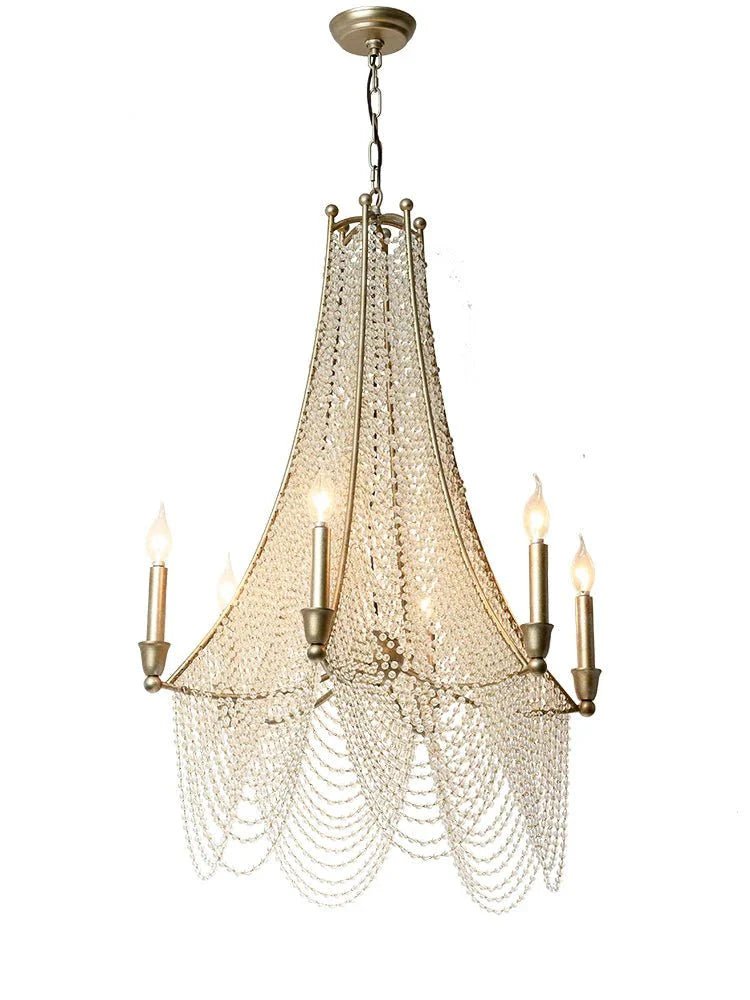 Extra Large European Crystal Beaded Chandelier Candle Light for Stairs / Duplex / Villa - 5 Lights: D20.5"*H25.6"Warm LightBlushlighting