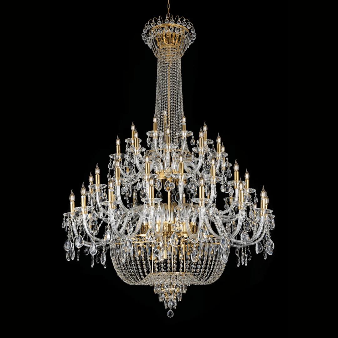 Extra Large European-style Multi-layers Candle Luxury Crystal Chandelier Gold Art Foyer/Staircase Decorative Light Fixture - 4 Layers /52+10 Lights/D57.1"*H78.7"(D145cm*H200cm)/120kgGoldWarm LightBlushlighting