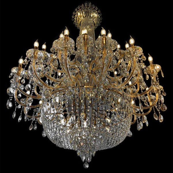 Extra Large European-style Multi-layers Candle Luxury Crystal Chandelier Gold Art Foyer/Staircase Decorative Light Fixture - 4 Layers /52+10 Lights/D57.1"*H78.7"(D145cm*H200cm)/120kgChromeWarm LightBlushlighting
