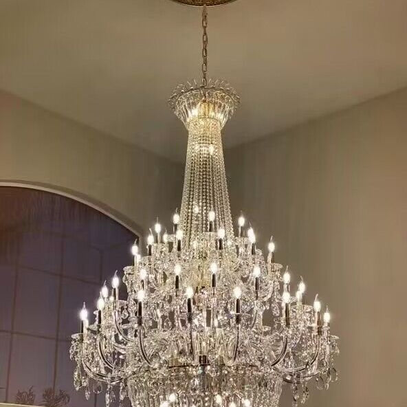 Extra Large European-style Multi-layers Candle Luxury Crystal Chandelier Gold Art Foyer/Staircase Decorative Light Fixture - 4 Layers /52+10 Lights/D57.1"*H78.7"(D145cm*H200cm)/120kgGoldWarm LightBlushlighting
