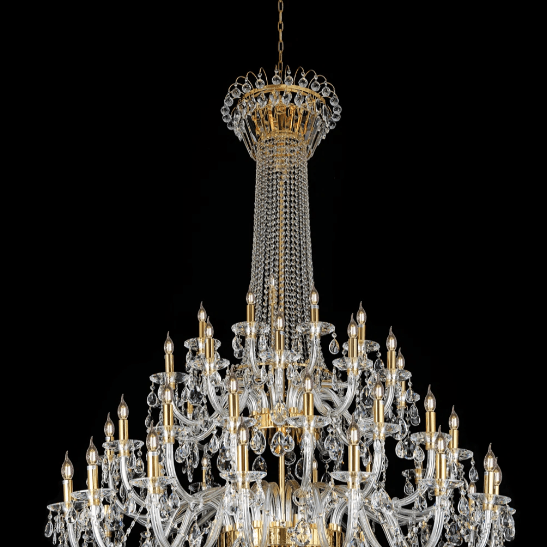 Extra Large European-style Multi-layers Candle Luxury Crystal Chandelier Gold Art Foyer/Staircase Decorative Light Fixture - 4 Layers /52+10 Lights/D57.1"*H78.7"(D145cm*H200cm)/120kgChromeWarm LightBlushlighting