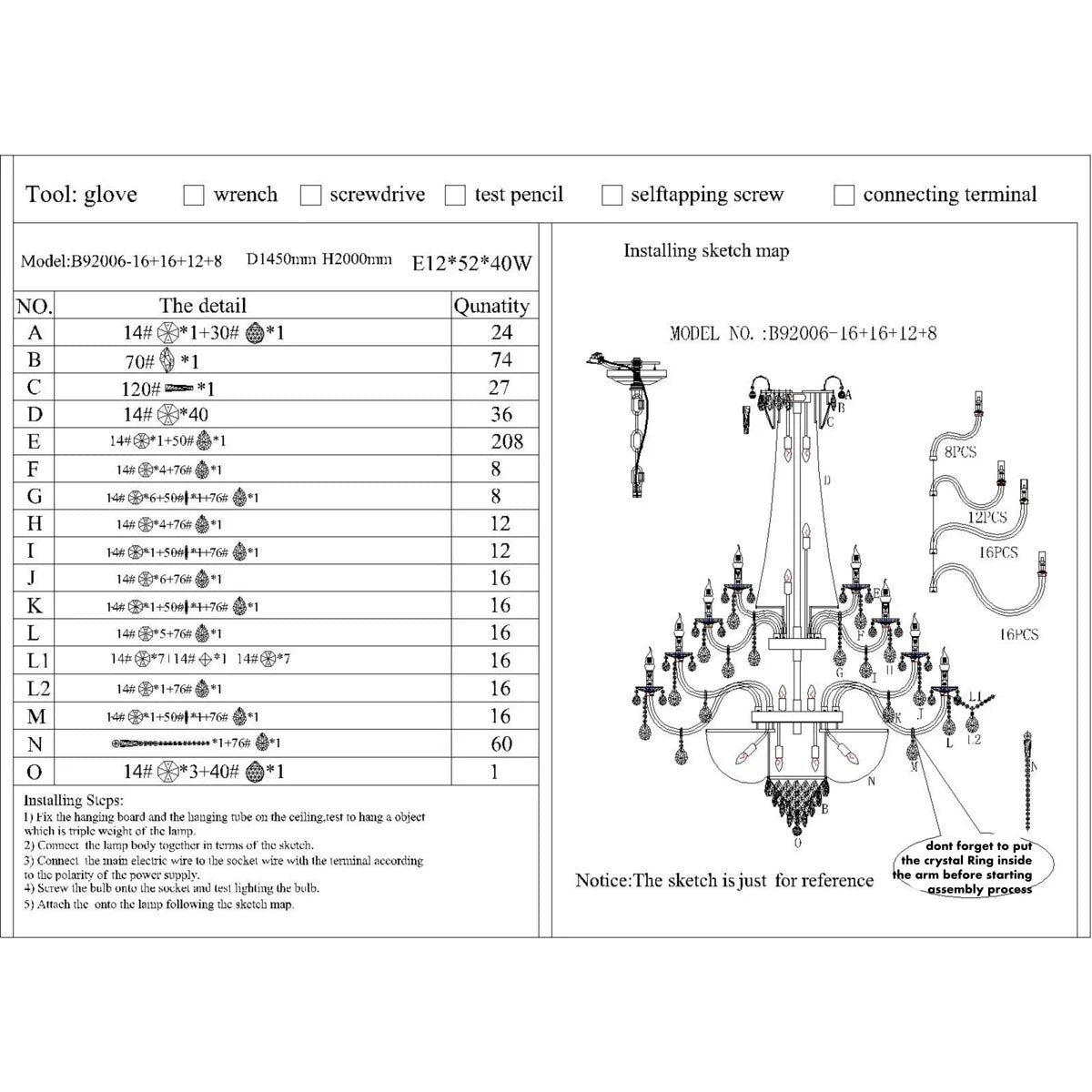 Extra Large European-style Multi-layers Candle Luxury Crystal Chandelier Gold Art Foyer/Staircase Decorative Light Fixture - 4 Layers /52+10 Lights/D57.1"*H78.7"(D145cm*H200cm)/120kgChromeWarm LightBlushlighting