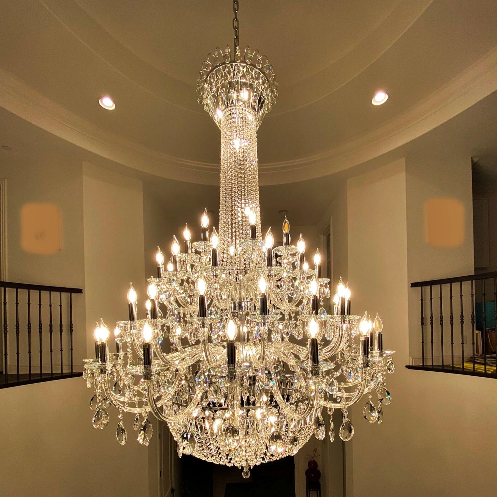 Extra Large European-style Multi-layers Candle Luxury Crystal Chandelier Gold Art Foyer/Staircase Decorative Light Fixture - 4 Layers /52+10 Lights/D57.1"*H78.7"(D145cm*H200cm)/120kgGoldWarm LightBlushlighting
