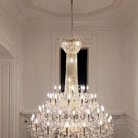 Extra Large European-style Multi-layers Candle Luxury Crystal Chandelier Gold Art Foyer/Staircase Decorative Light Fixture - 4 Layers /52+10 Lights/D57.1"*H78.7"(D145cm*H200cm)/120kgGoldWarm LightBlushlighting