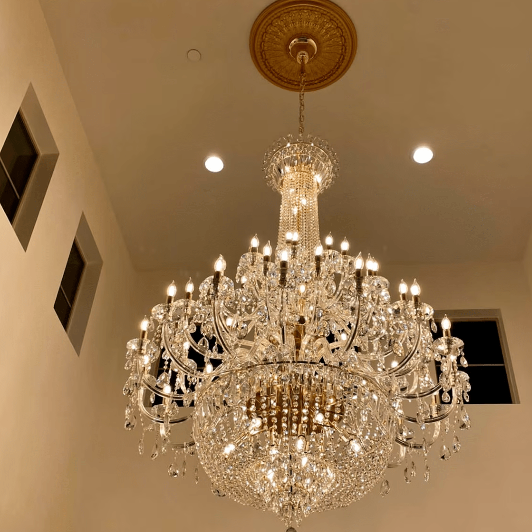 Extra Large European-style Multi-layers Candle Luxury Crystal Chandelier Gold Art Foyer/Staircase Decorative Light Fixture - 4 Layers /52+10 Lights/D57.1"*H78.7"(D145cm*H200cm)/120kgGoldWarm LightBlushlighting