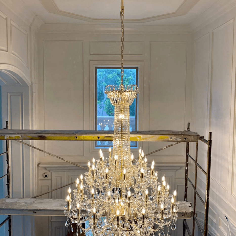 Extra Large European-style Multi-layers Candle Luxury Crystal Chandelier Gold Art Foyer/Staircase Decorative Light Fixture - 4 Layers /52+10 Lights/D57.1"*H78.7"(D145cm*H200cm)/120kgGoldWarm LightBlushlighting