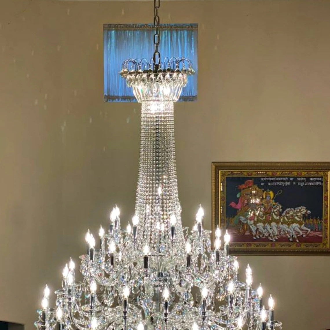 Extra Large European-style Multi-layers Candle Luxury Crystal Chandelier Gold Art Foyer/Staircase Decorative Light Fixture - 4 Layers /52+10 Lights/D57.1"*H78.7"(D145cm*H200cm)/120kgGoldWarm LightBlushlighting