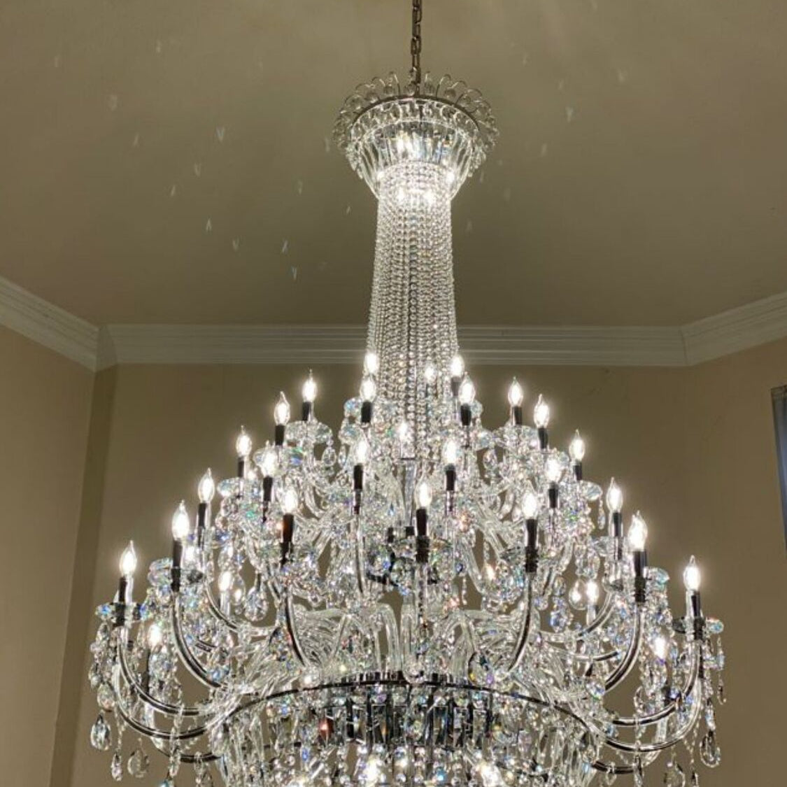 Extra Large European-style Multi-layers Candle Luxury Crystal Chandelier Gold Art Foyer/Staircase Decorative Light Fixture - 4 Layers /52+10 Lights/D57.1"*H78.7"(D145cm*H200cm)/120kgGoldWarm LightBlushlighting