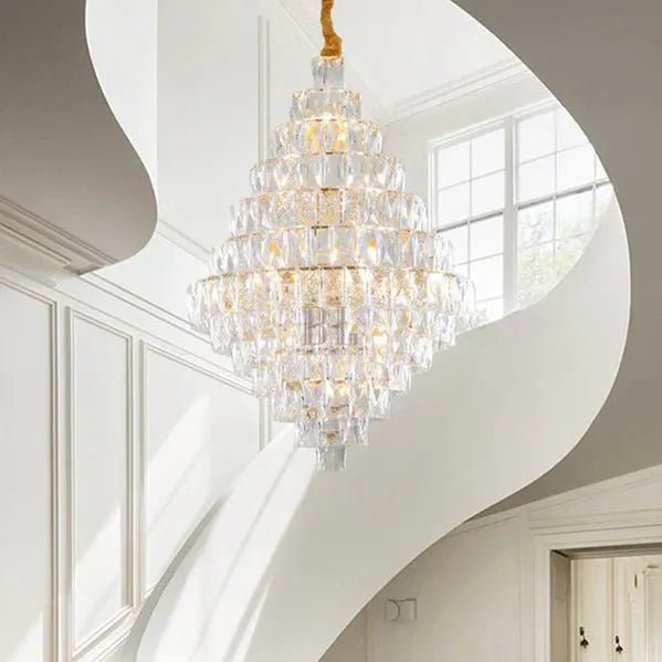 Extra Large Foyer Pure Crystal Ceiling Light Fixture Living Room Entrance Staircase Chandelier - D59.1"*H86.6"/ 75 LightsBlushlighting