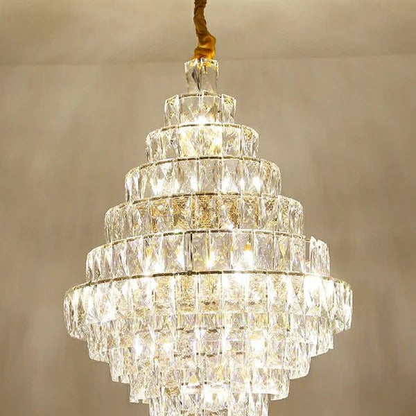 Extra Large Foyer Pure Crystal Ceiling Light Fixture Living Room Entrance Staircase Chandelier - D33.5"*H47.2"/ 25 LightsBlushlighting