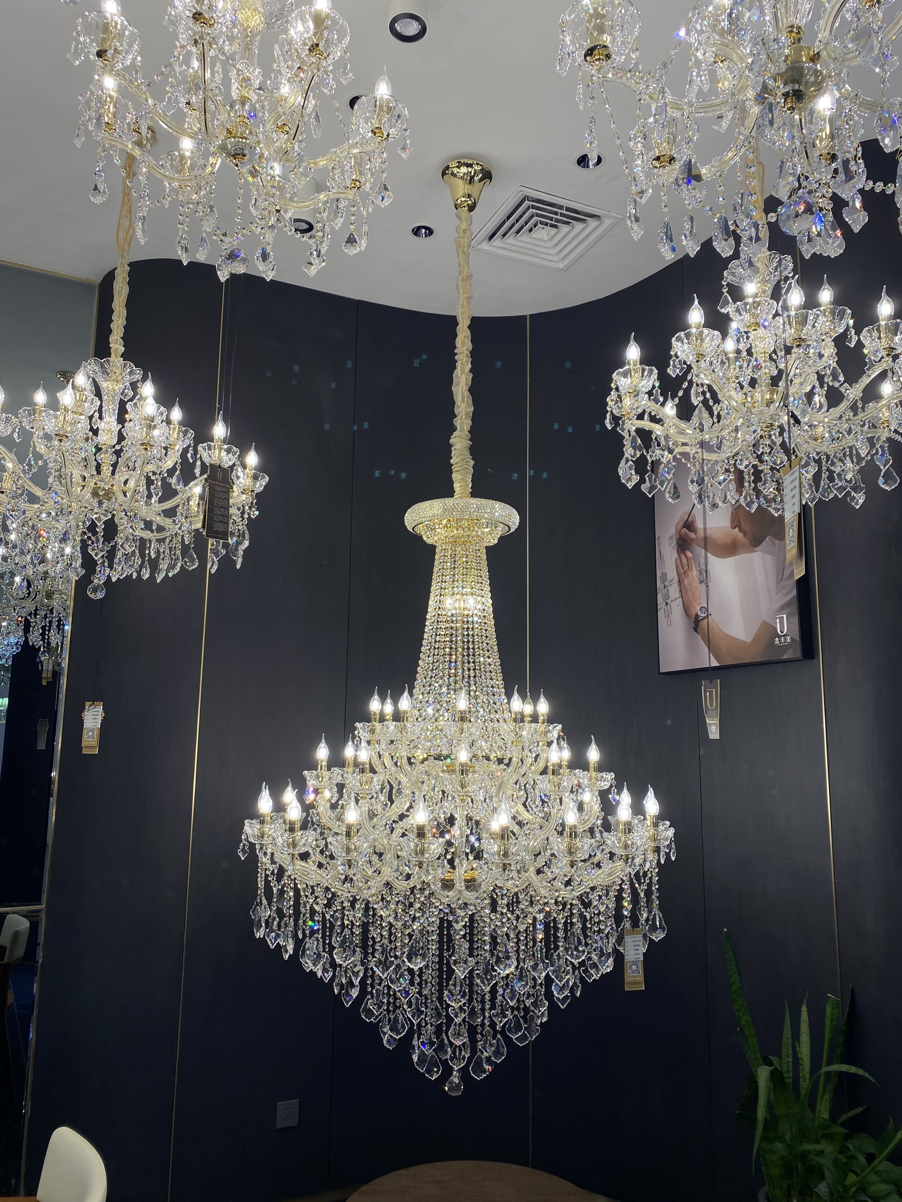 Extra Large French Candle Crystal Branch Chandelier for Foyer and Staircase - D31.5*H42.4"Warm LightBlushlighting