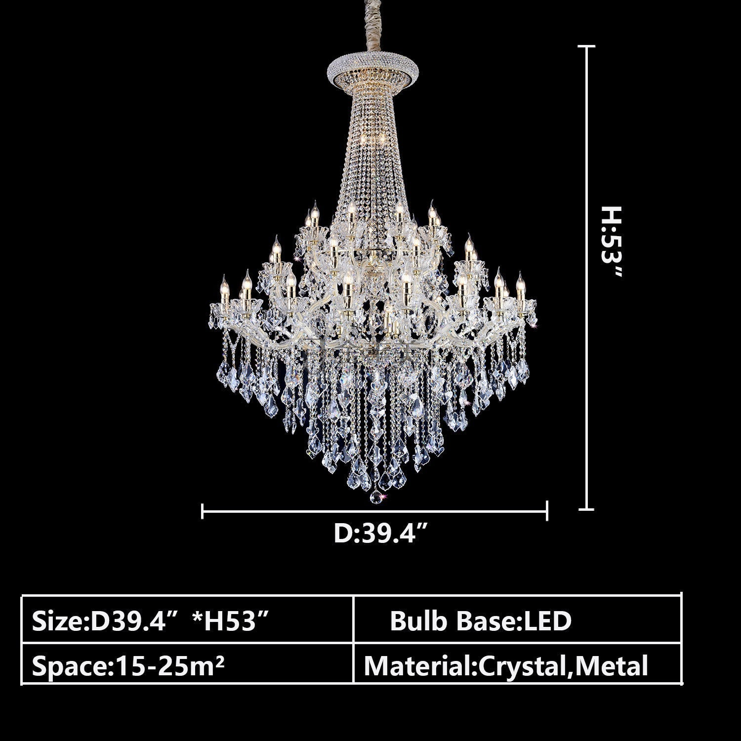 Extra Large French Candle Crystal Branch Chandelier for Foyer and Staircase - D31.5*H42.4"Warm LightBlushlighting