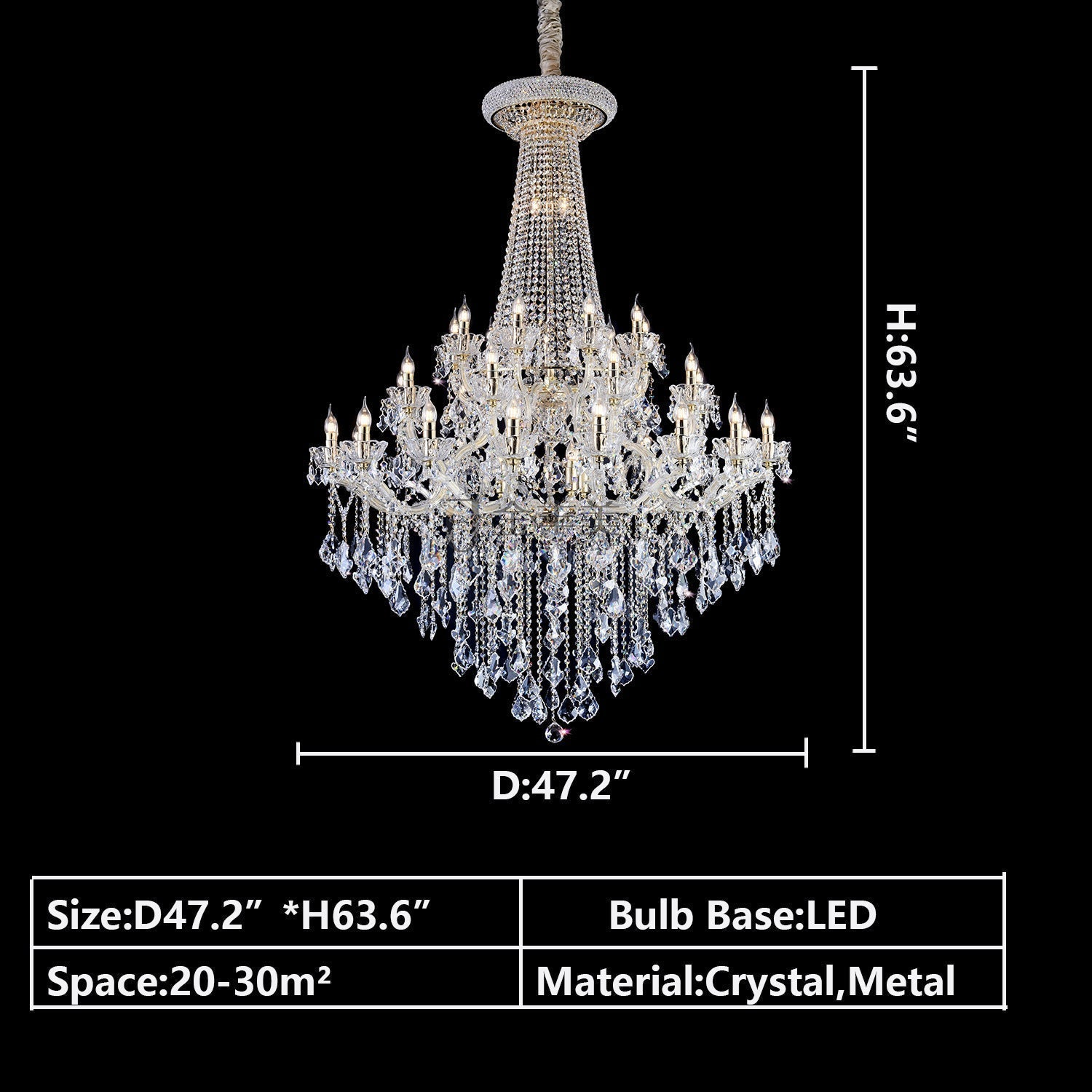 Extra Large French Candle Crystal Branch Chandelier for Foyer and Staircase - D31.5*H42.4"Warm LightBlushlighting