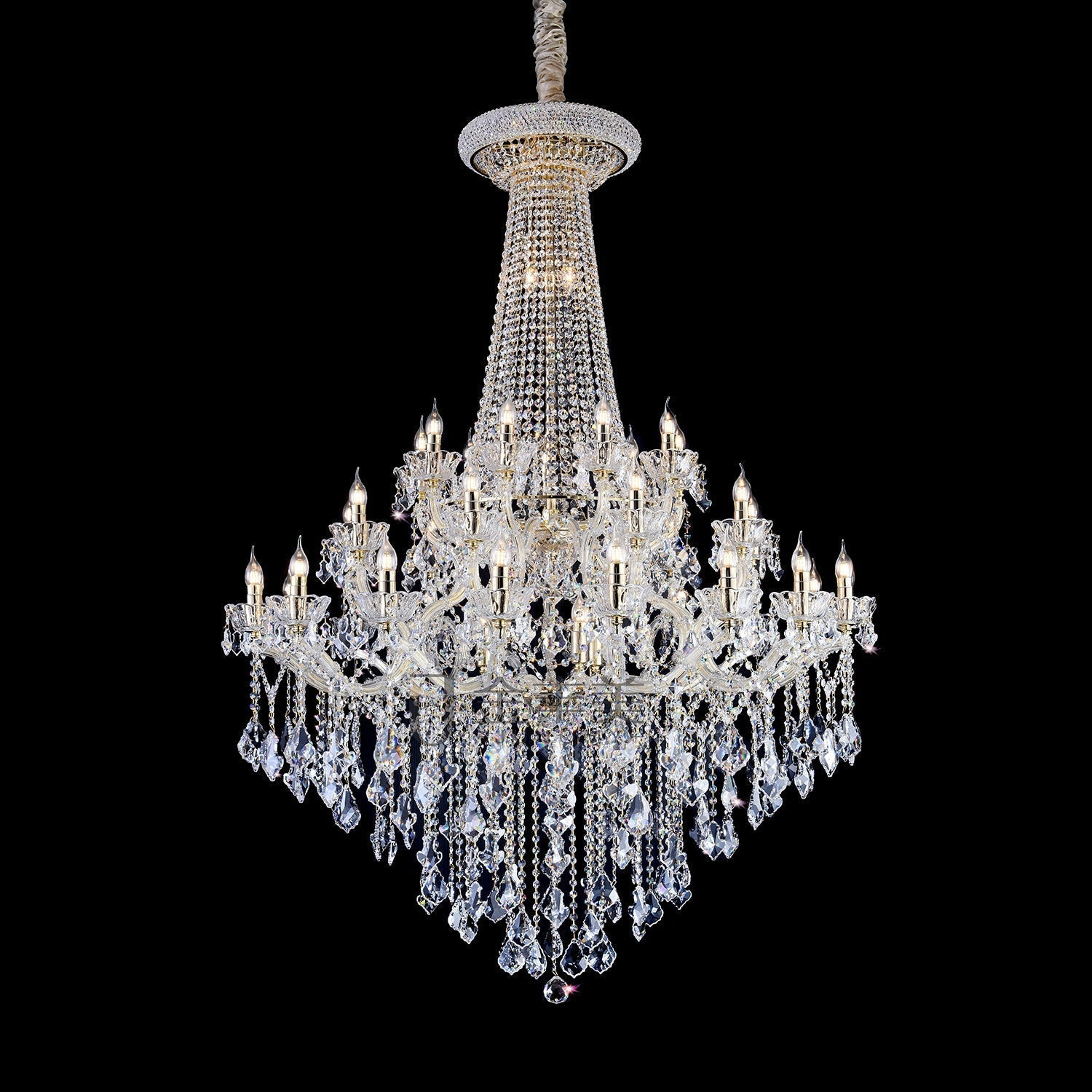 Extra Large French Candle Crystal Branch Chandelier for Foyer and Staircase - D31.5*H42.4"Warm LightBlushlighting