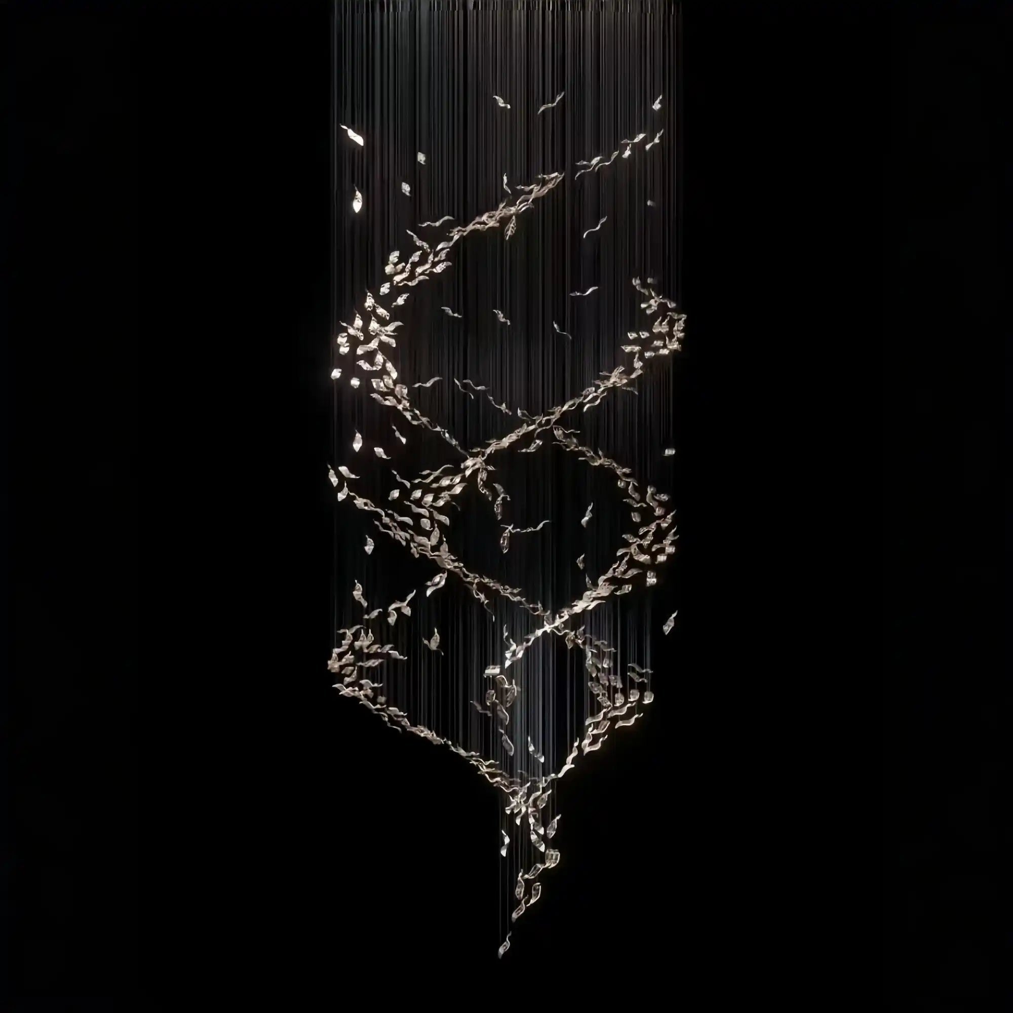 Extra Large Luxury Art Double Spiral Creative Crystal Chandelier For High - ceiling Foyer/Hallway/Entryway - D47.2"*H118.1"Warm LightBlushlighting