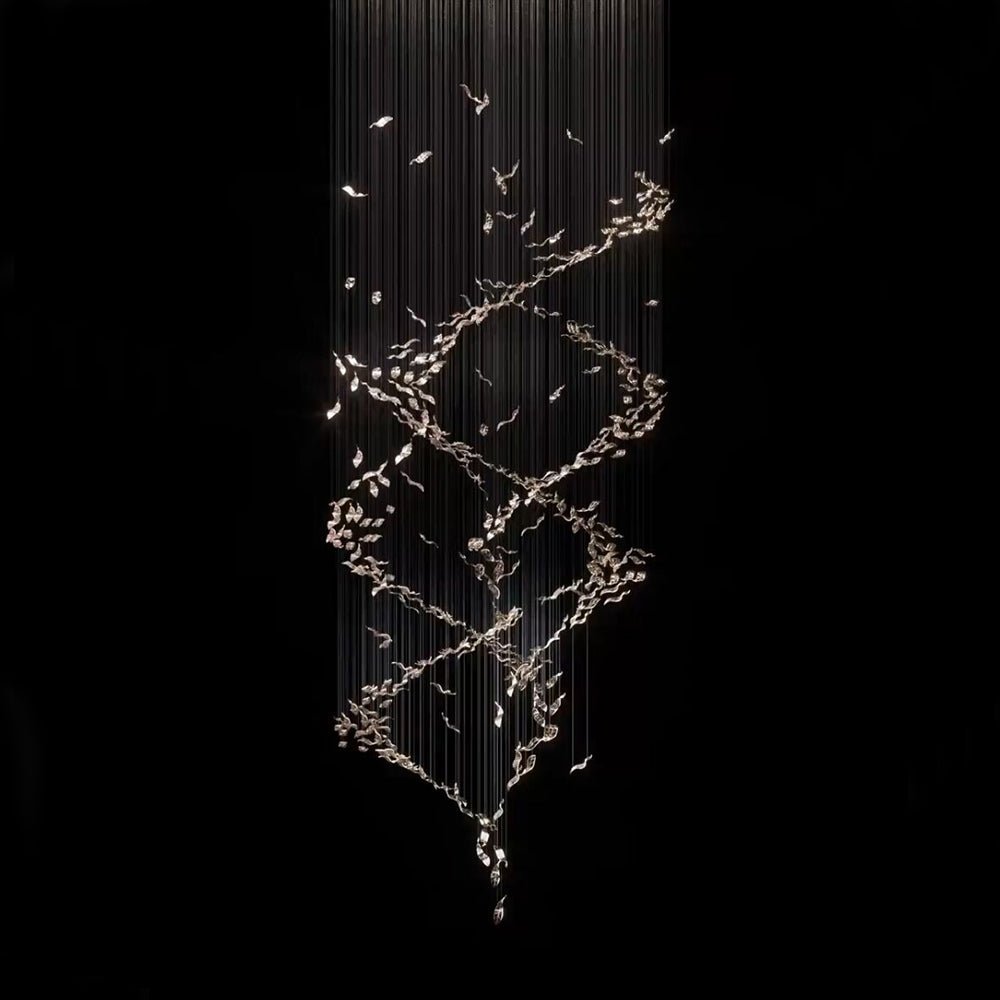 Extra Large Luxury Art Double Spiral Creative Crystal Chandelier For High - ceiling Foyer/Hallway/Entryway - D39.4"*H102.3"Warm LightBlushlighting