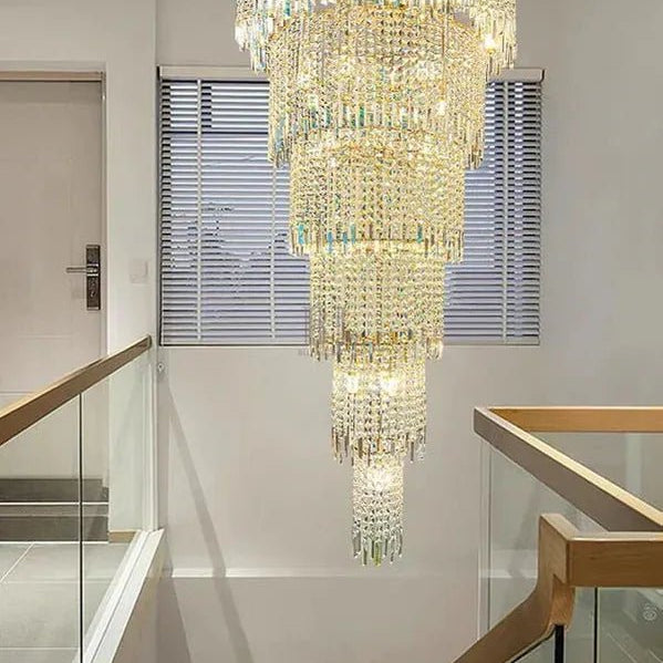 Extra Large Luxury Multi - tiered Crystal Chandelier - GoldD39.4"*H78.7"/64kgBlushlighting