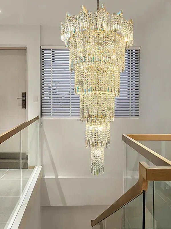 Extra Large Luxury Multi - tiered Crystal Chandelier - GoldD39.4"*H78.7"/64kgBlushlighting