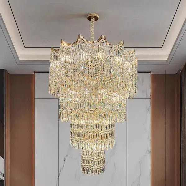 Extra Large Luxury Multi - tiered Crystal Chandelier - GoldD47.2"*H63"Blushlighting