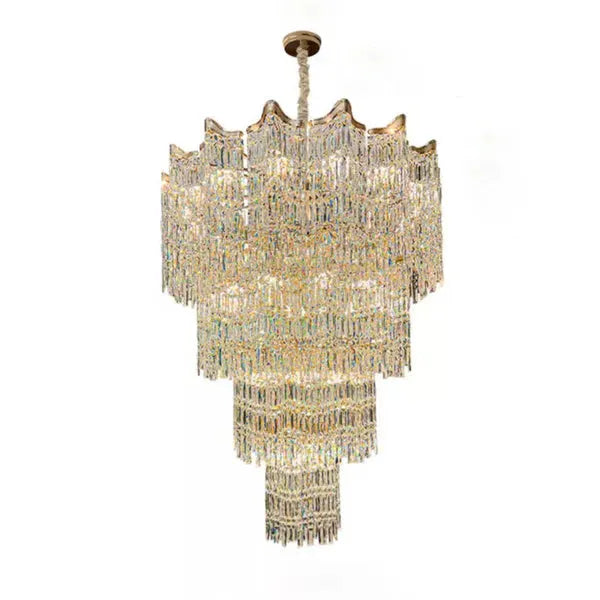 Extra Large Luxury Multi - tiered Crystal Chandelier - GoldD39.4"*H78.7"/64kgBlushlighting