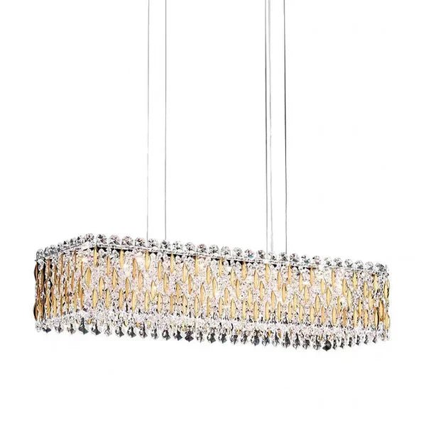 Extra Large Luxury Rectangle Crystal Pendant Chandelier for Living/Dining Room/Kitchen Island - L59.0"*W11.0"*H11.0"GoldBlushlighting
