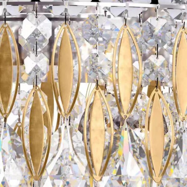 Extra Large Luxury Rectangle Crystal Pendant Chandelier for Living/Dining Room/Kitchen Island - L39.4"*W11.0"*H11.0"GoldBlushlighting