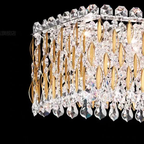 Extra Large Luxury Rectangle Crystal Pendant Chandelier for Living/Dining Room/Kitchen Island - L39.4"*W11.0"*H11.0"GoldBlushlighting