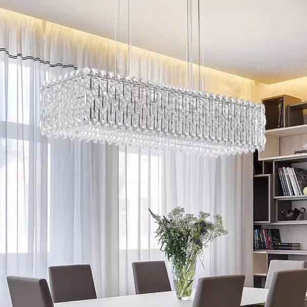 Extra Large Luxury Rectangle Crystal Pendant Chandelier for Living/Dining Room/Kitchen Island - L39.4"*W11.0"*H11.0"GoldBlushlighting