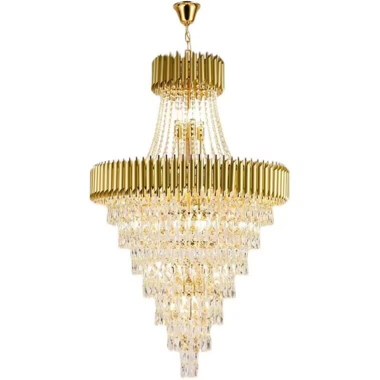 Extra Large Modern Multi - layers Gold/Black Light Luxury Crystal Chandelier For 2 - Story Living Room,Foyer - D31.5"*H51.2"GoldBlushlighting