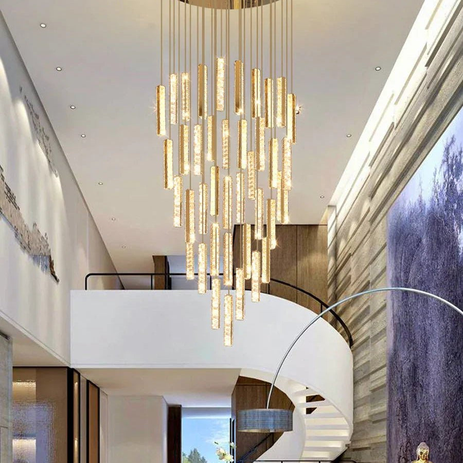 Extra Large Modern Spiral Crystal Ceiling Light Decoration for Staircase/ High Ceiling Living Room/ Hotel Lobby/ Hallway - 25 Lights: D31.5"*H118.0"Warm LightBlushlighting