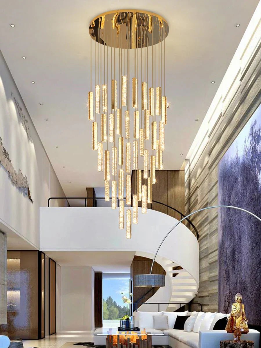 Extra Large Modern Spiral Crystal Ceiling Light Decoration for Staircase/ High Ceiling Living Room/ Hotel Lobby/ Hallway - 25 Lights: D31.5"*H118.0"Warm LightBlushlighting