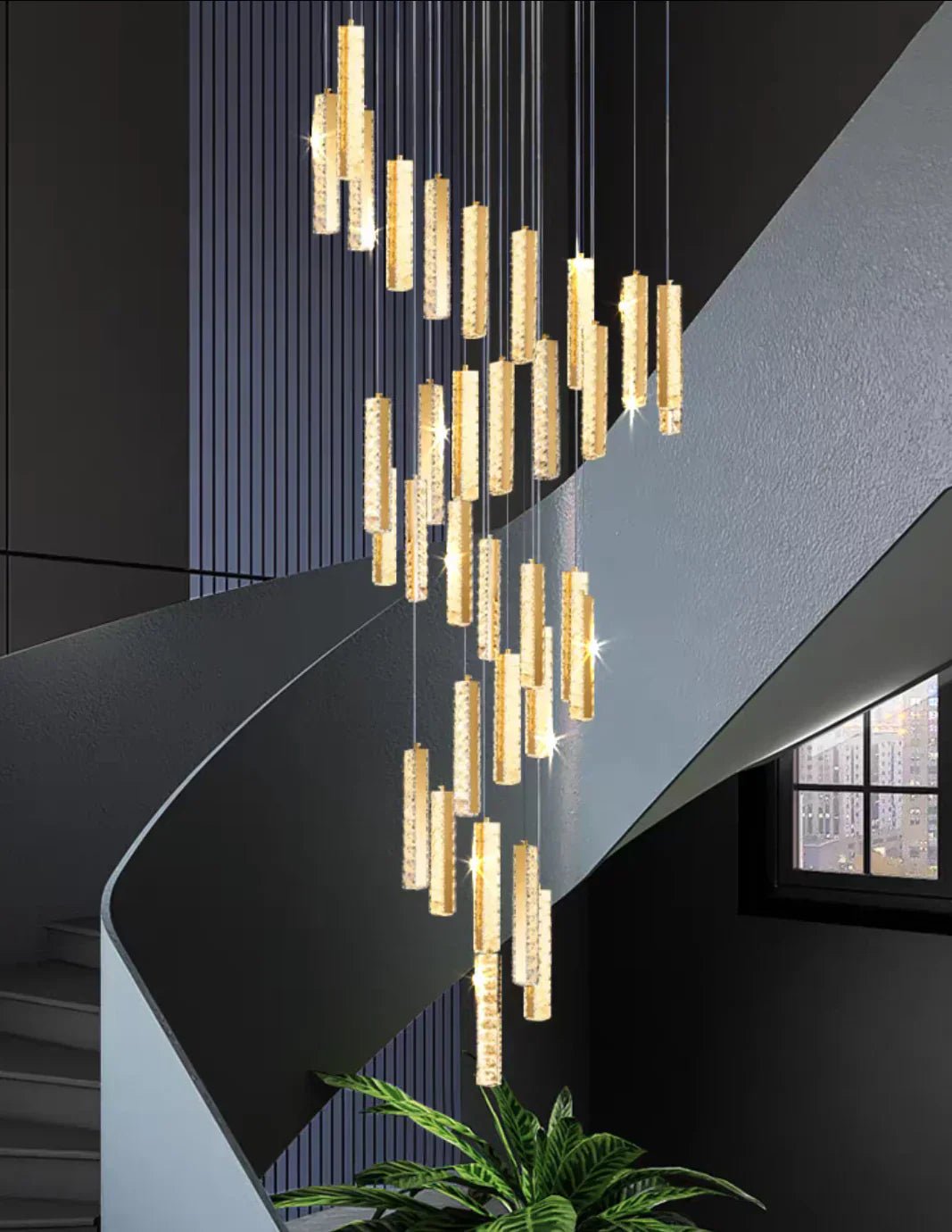 Extra Large Modern Spiral Crystal Ceiling Light Decoration for Staircase/ High Ceiling Living Room/ Hotel Lobby/ Hallway - 25 Lights: D31.5"*H118.0"Warm LightBlushlighting