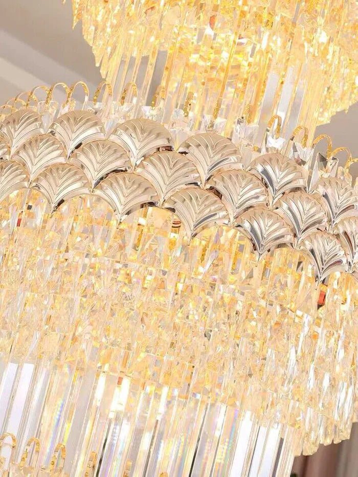Extra Large Multi - layers Gold Luxury Crystal Chandelier Modern Empire Decrative Crystal Light For Living Room/Foyer/Staircase - Blushlighting