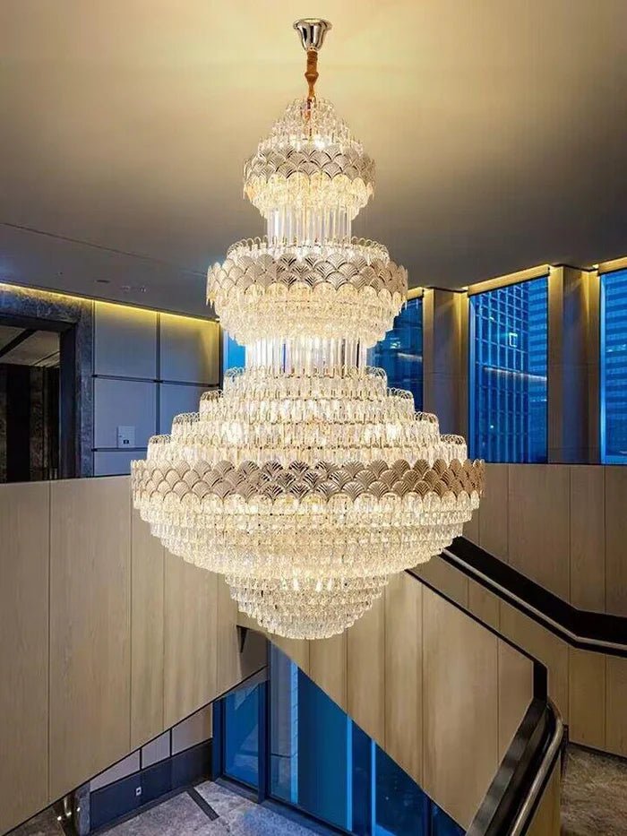 Extra Large Multi - layers Gold Luxury Crystal Chandelier Modern Empire Decrative Crystal Light For Living Room/Foyer/Staircase - Blushlighting