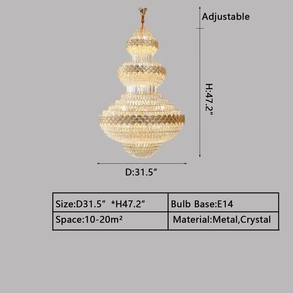 Extra Large Multi - layers Gold Luxury Crystal Chandelier Modern Empire Decrative Crystal Light For Living Room/Foyer/Staircase - Blushlighting