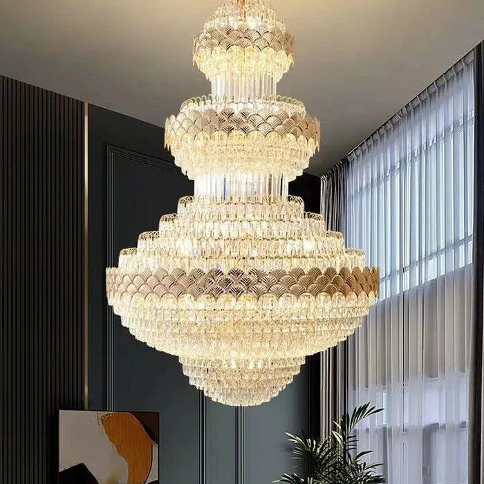 Extra Large Multi - layers Gold Luxury Crystal Chandelier Modern Empire Decrative Crystal Light For Living Room/Foyer/Staircase - Blushlighting