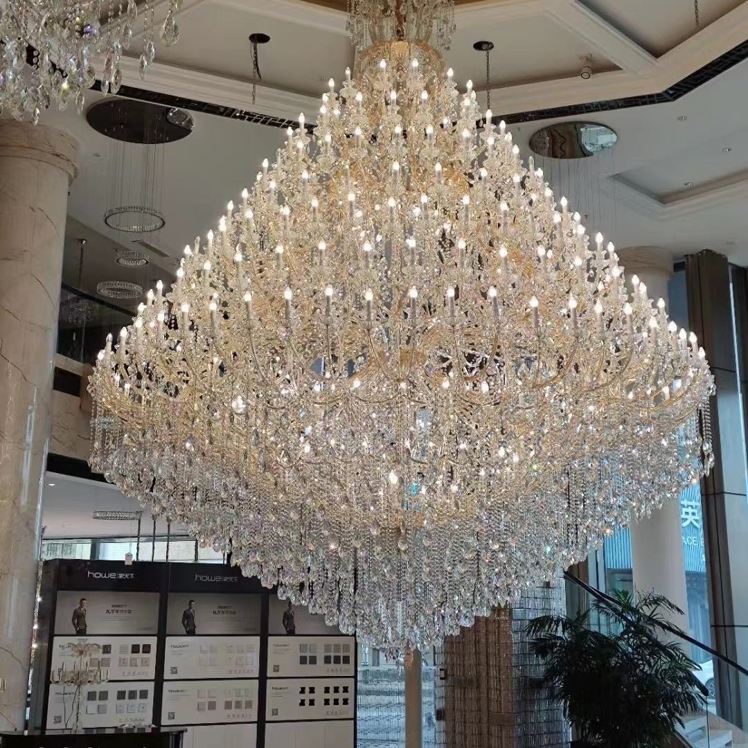 Extra Large Multi - tiered Candle Light Crystal Chandelier for Hotel/Restaurant - 24 Lights/D39.4"*H51.2"/50kgGoldWarm LightBlushlighting