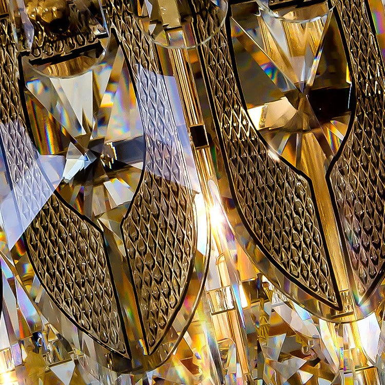 Close-up view of crystal rods and metal frame