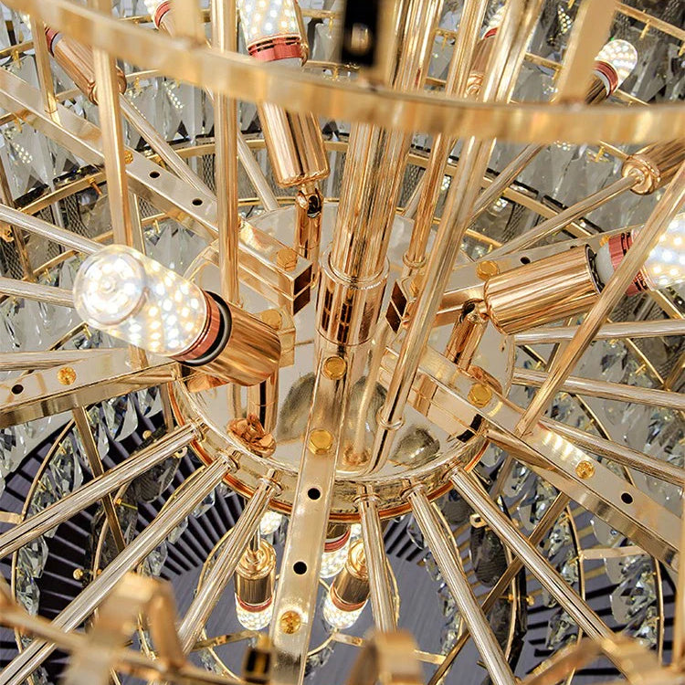 Close-up view of crystal rods and metal frame