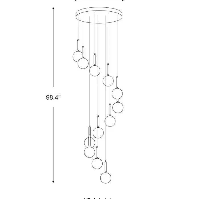 Extra Large Nordic Minimalist Long Pendant Light for Spiral Staircase/High - ceiling Room - 6 Lights/D15.7"*H59"BlackWarm LightBlushlighting