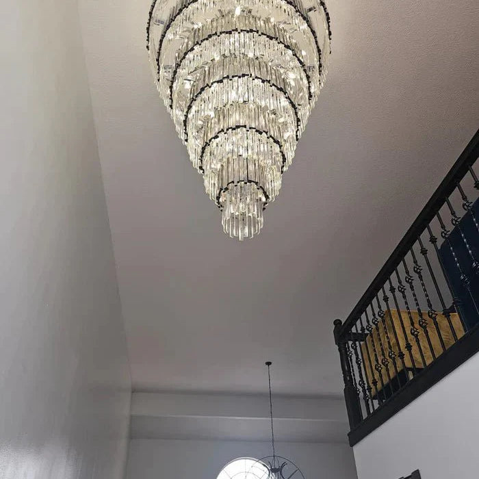 Extra Large Round Cone Tiered Crystal Chandelier for Foyer/Enterway/Living Room - Blushlighting